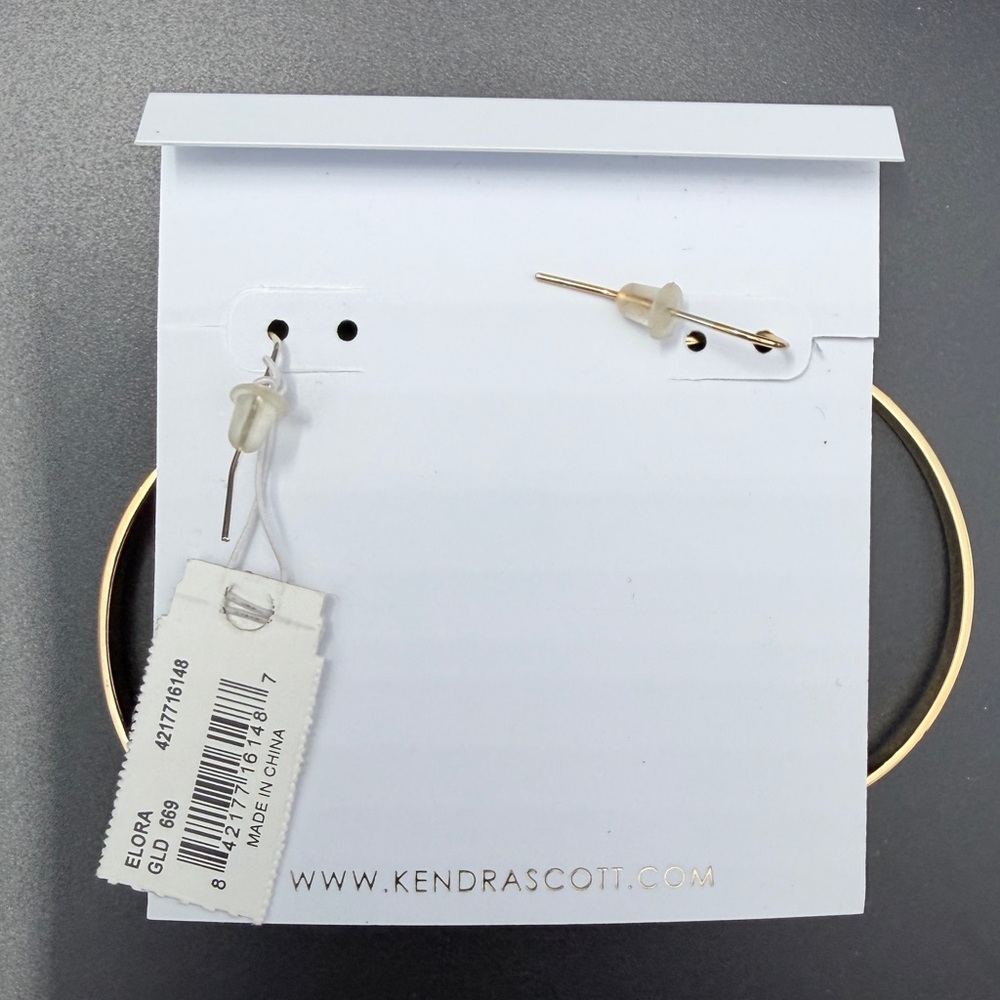 Kendra Scott Elora Gold Hoops with Pink/Fuscia Accents - Picture 2 of 4